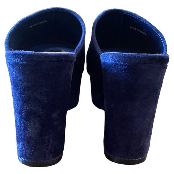Loeffler Randall Amara Platform Slides Blue Velvet 8 - Picture 4 of 8